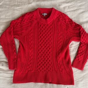 J. Crew Vibrant Red Cable Knit Sweater